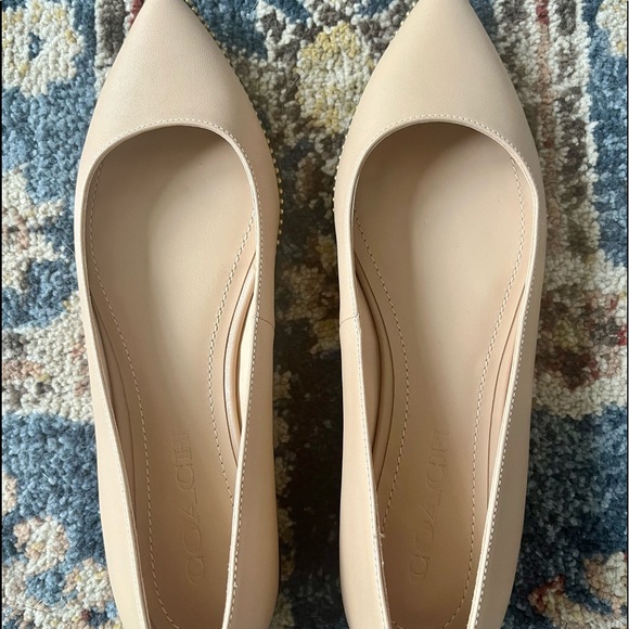 Coach Shoes Coach Viviana Skimmer Beige Leather Flat Shoes Poshmark